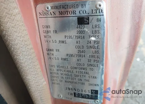 1984 Datsun 720 King Cab from USA, damaged, VIN JN6ND06SXEW019658